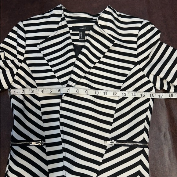 Forever 21 Open Front Bomber‎ Jacket Striped zippers Steampunk Skater Medium New - Picture 12 of 12